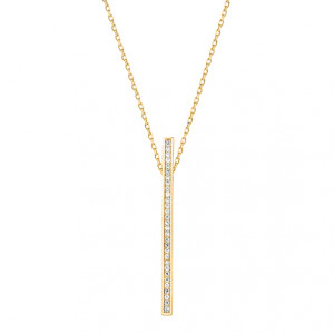 Colier argint placat cu aur galben cu pandantiv minimalist cu pietre DiAmanti Z1451N_G-DIA (Argint 925‰ 2,2 g.)